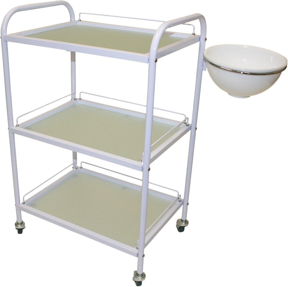 White All Purpose Roller Trolley with Removable Utility Bowl