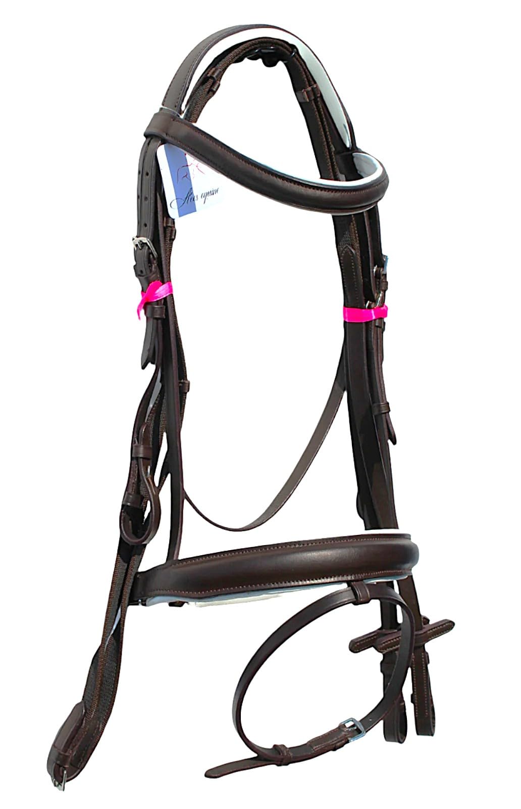 Aces Equine LEATHER EUROPA BRIDLE 1.5 INCH NOSEBAND 1 INCH BROWBAND, SOFT AND PADDED BROWN EXTRA FULL, FULL, COB & PONY (PONY)