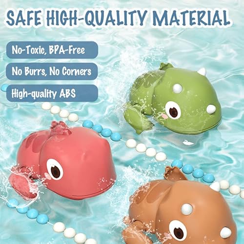 image for Hooku Baby Bath Toys, 3 Pack Cute Swimming Dinosaur Bath Toys for Todd