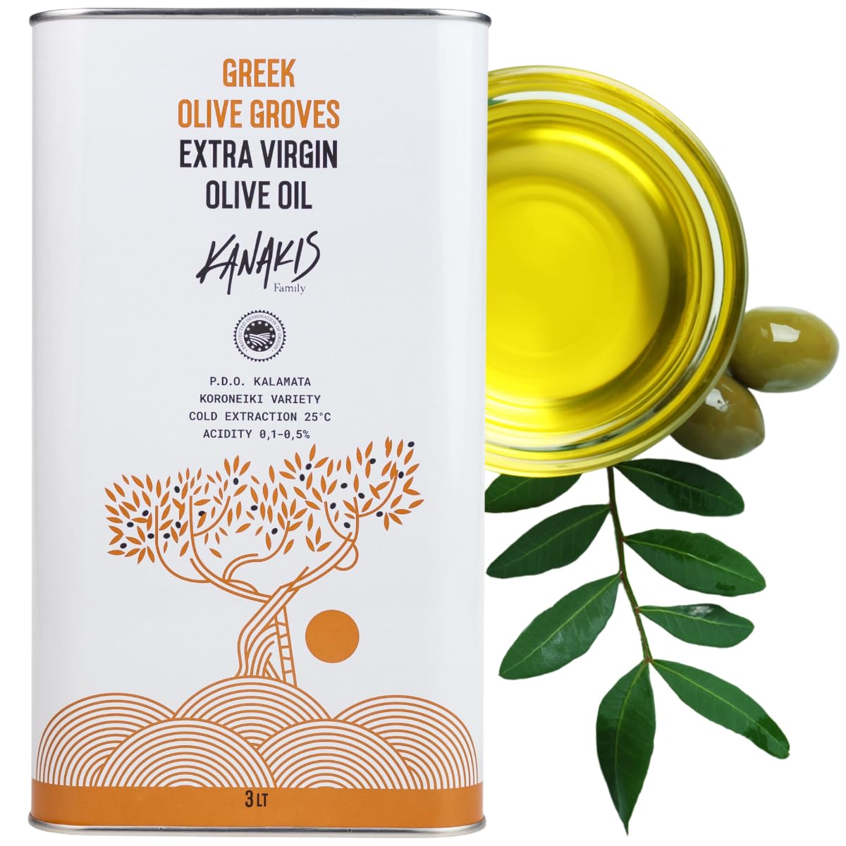 Oliwa z oliwek extra virgin Grecka 3l Kalamata tłoczona na zimno PDO