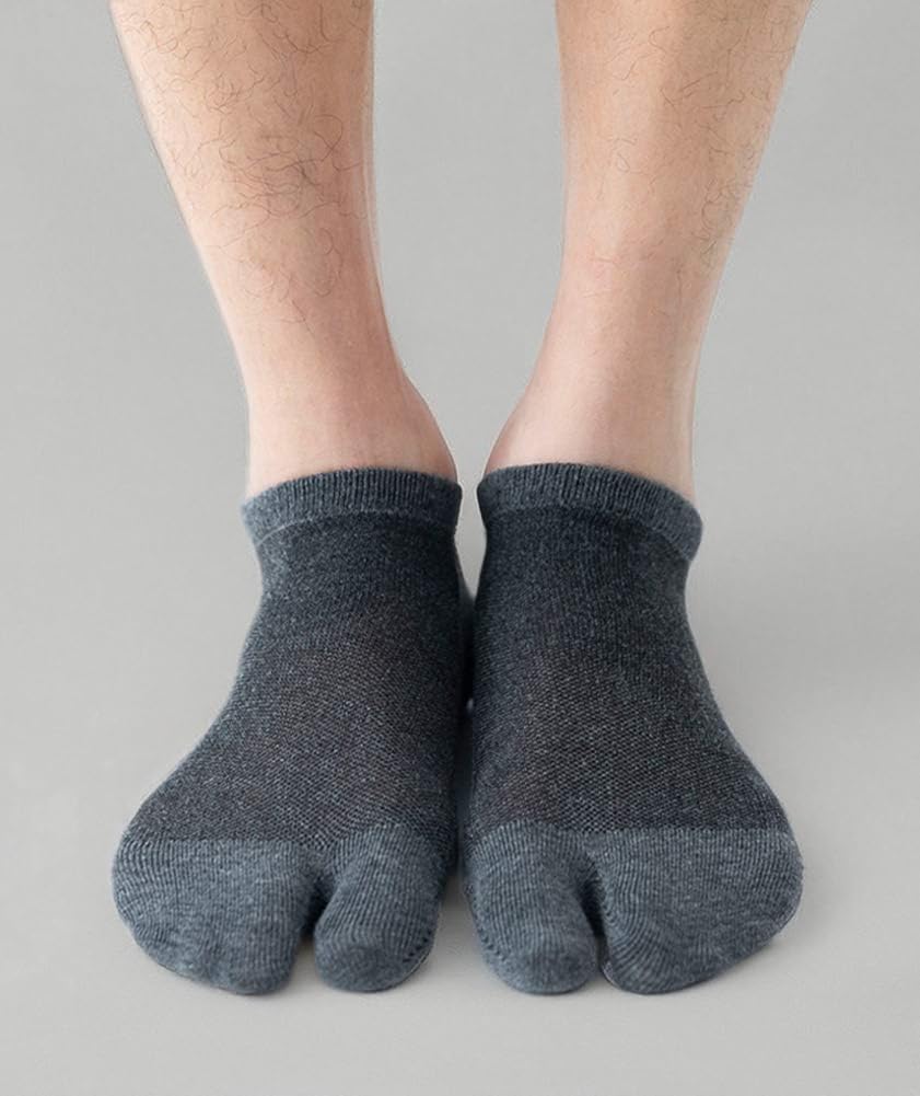 UBUMO Men's Tabi Flip Flop Socks Athletic Cotton Crew Two Toe 5/6 Pack - Image 8