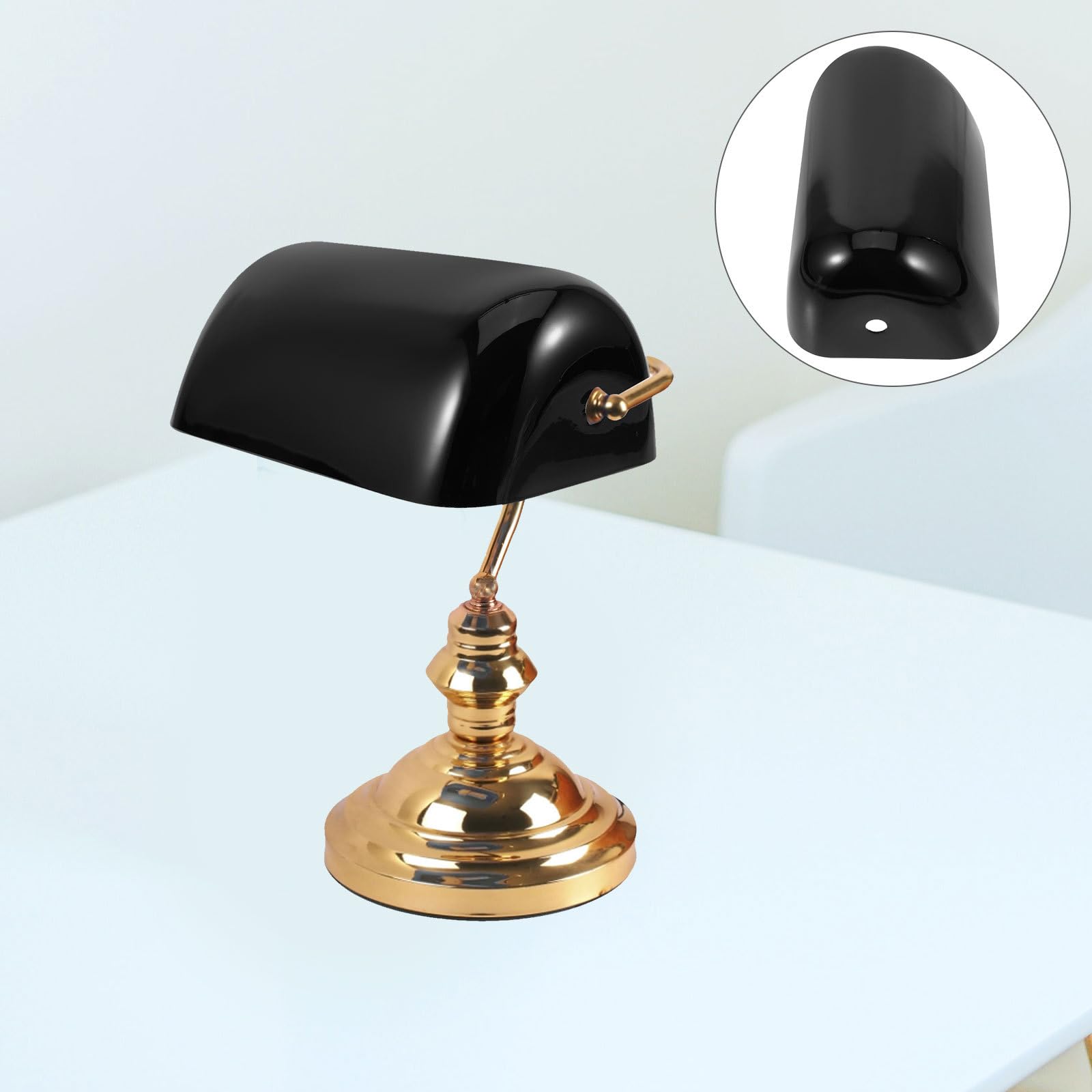 PRETYZOOM Glas Lampenschirm Ersatzschirm Für Banker Schreibtischlampe Vintage Stil Kompatibel Mit Tischlampen Dekoratives Lampenzubehör Für Zuhause Und Büro 9X5.5X3 Zoll