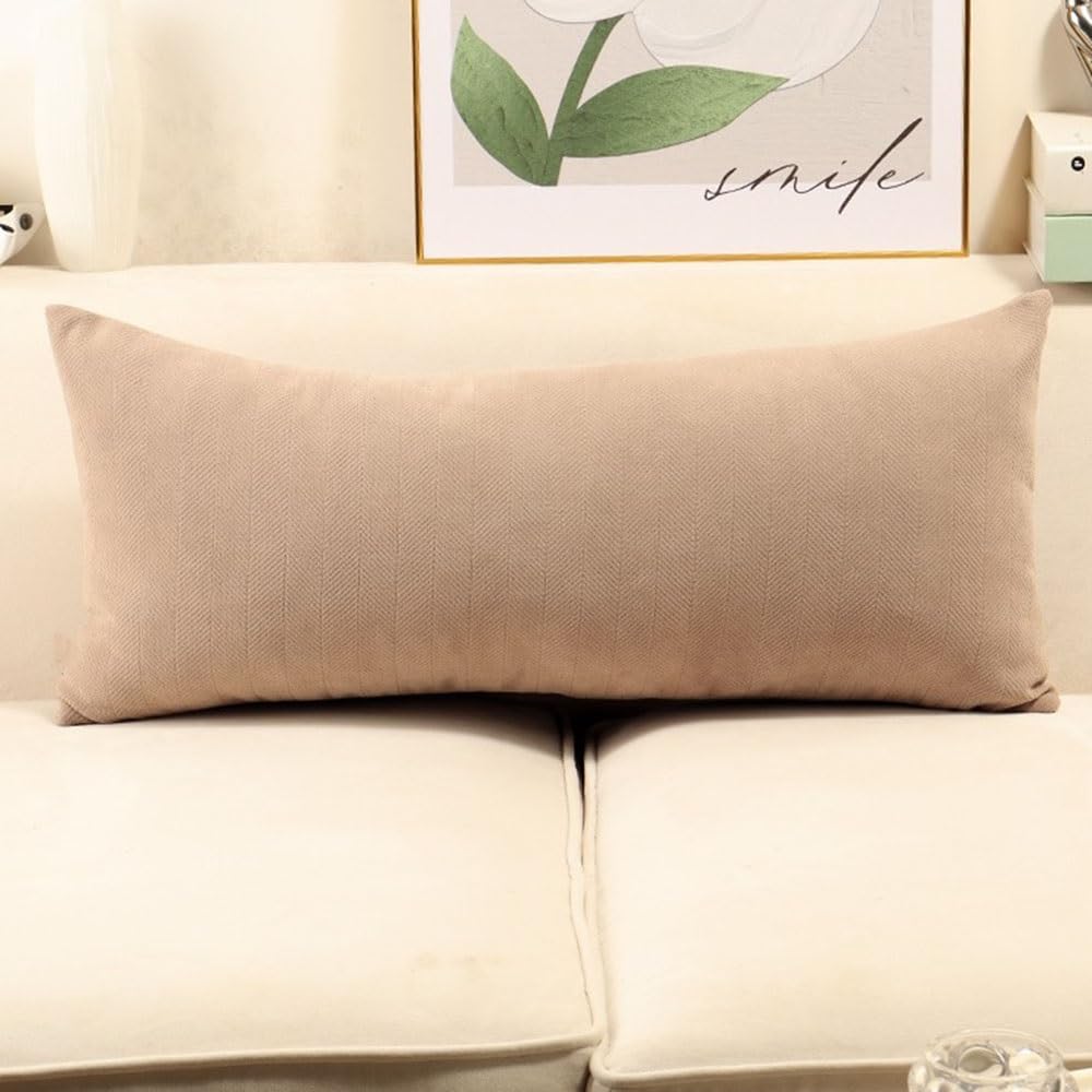 SWJ-swjssb Long Throw Pillow Cover Chenille Pillow Covers Rectangle 50x70 30x70 Cm Decorative Couch Cushion Covers With Zipper Square Pillowcase Sofa Pillow Protector Cases(Apricot,35x90 cm)