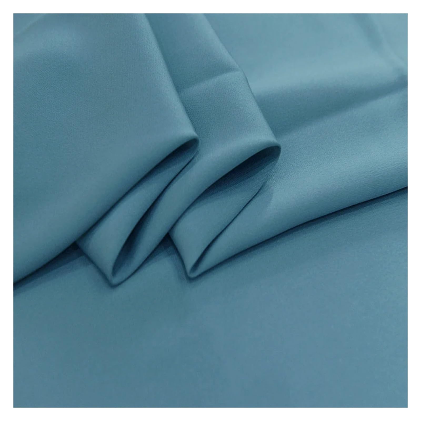 Tela De Raso Satin Georgette doble de seda elástica (90% seda, 10% elastano), 19 m/m, 140 cm (55"), tela for uniformes y pantalones de vestir for dama.(Blue heaven)