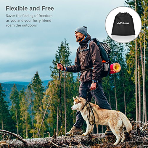 Philorn Freihand Hundeleine 120 Bis 170 cm mit Gürteltasche, Joggingleine Hunde, Freihandleine | Reflektierend zu 55KG, Verstellbare Taillengürtel, Doppelgriff-Bungees für Laufen, Gehen
