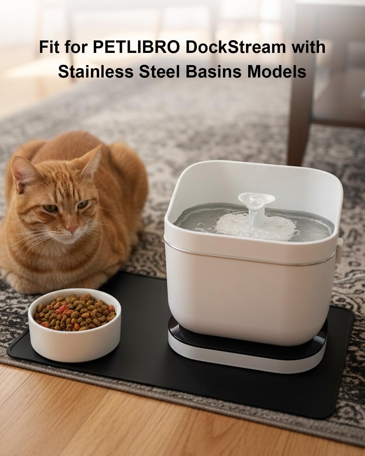 Cat Water Fountain Splash Guard Compatible with PETLIBRO DockStream – Fits Stainless Steel Basin, Prevents Spills and Keeps Floors Dry, Easy to Clean