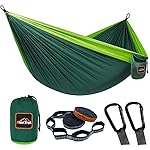 AnorTrek Camping Hammock, Super Lightweight Portable Parachute Hammock with Two Tree Straps Single or Double Nylon Travel Tree Hammocks for Camping Backpacking Hiking Dark Green&Green