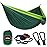 AnorTrek Camping Hammock, Super Lightweight Portable Parachute Hammock with Two Tree Straps Single or Double Nylon Travel Tree Hammocks for Camping Backpacking Hiking Dark Green&Green