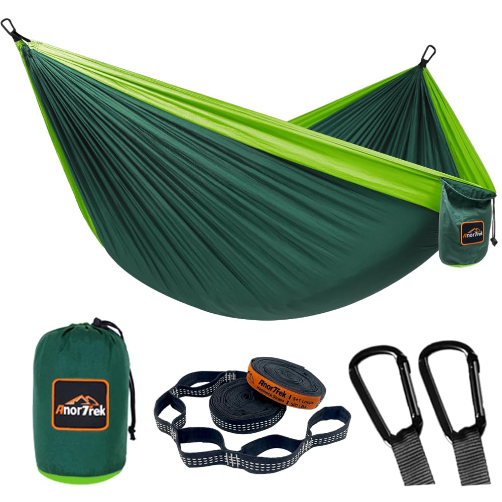 Camping Hammock, Super Lightweight Portable Parachute Hammock with Two Tree Straps Single or Double Nylon Travel Tree Hammocks for Camping Backpacking Hiking