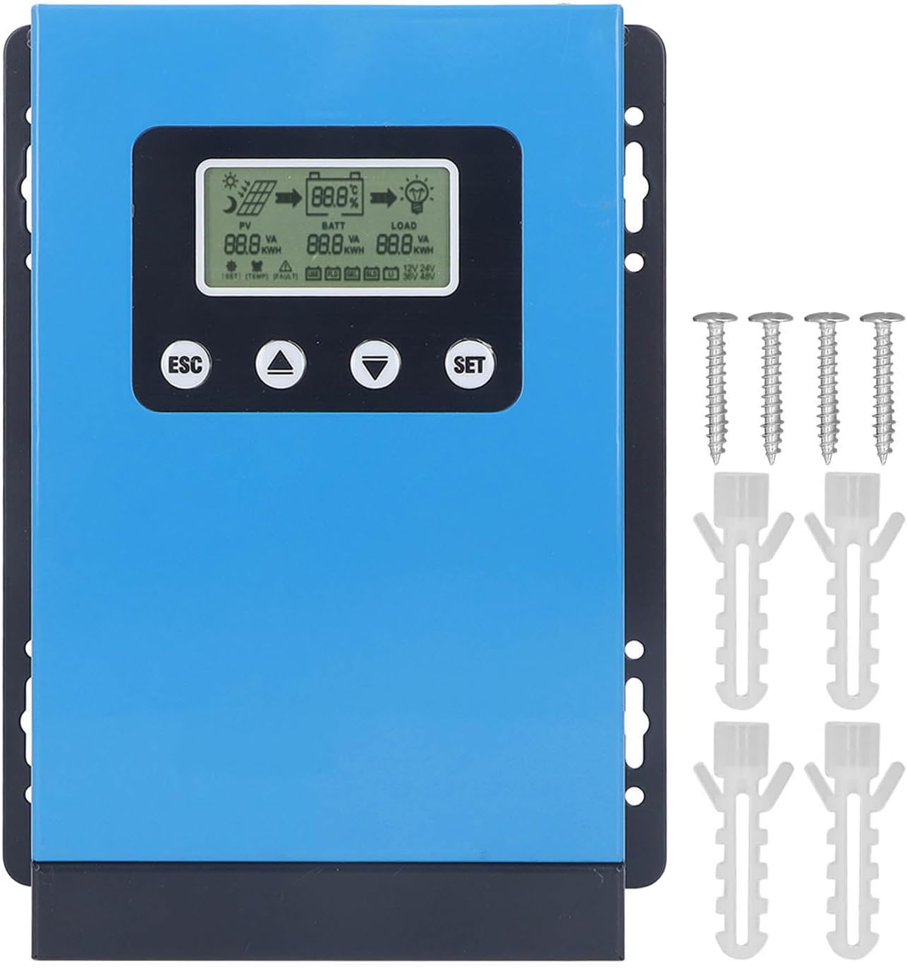 Solar Controller, High Efficiency Solar Panel Regulator Programmable 12V 24V 36V 48V Complete Protections for Trailer (30A)