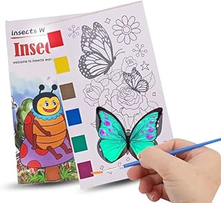 دفتر تلوين مع 6 الوان مائيه داخل الدفتر وفرشة تلوين - رسومات مميزه - كراسة تلوين مع رسومات و الوان وفرشاه بالداخل للفنانين الصغار 3 في 1 ☺️ (حشرات وفراشات)