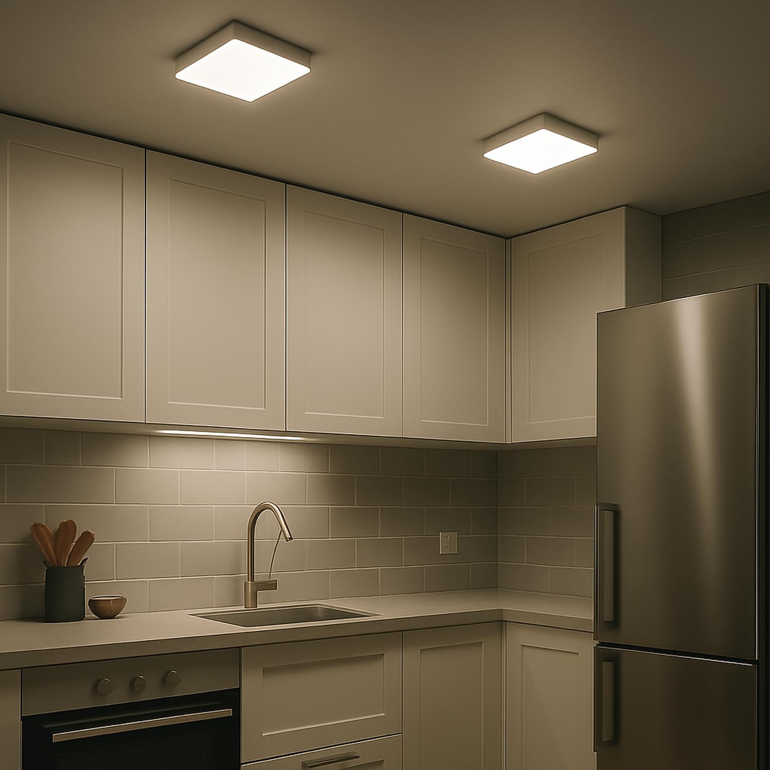 LED ATOMANT 10x Plafon LED Cuadrado Superficie 210x210mm 20W CCT 3000-6500K | Con Selector de color CCT, 1800 Lumenes, Driver incluido