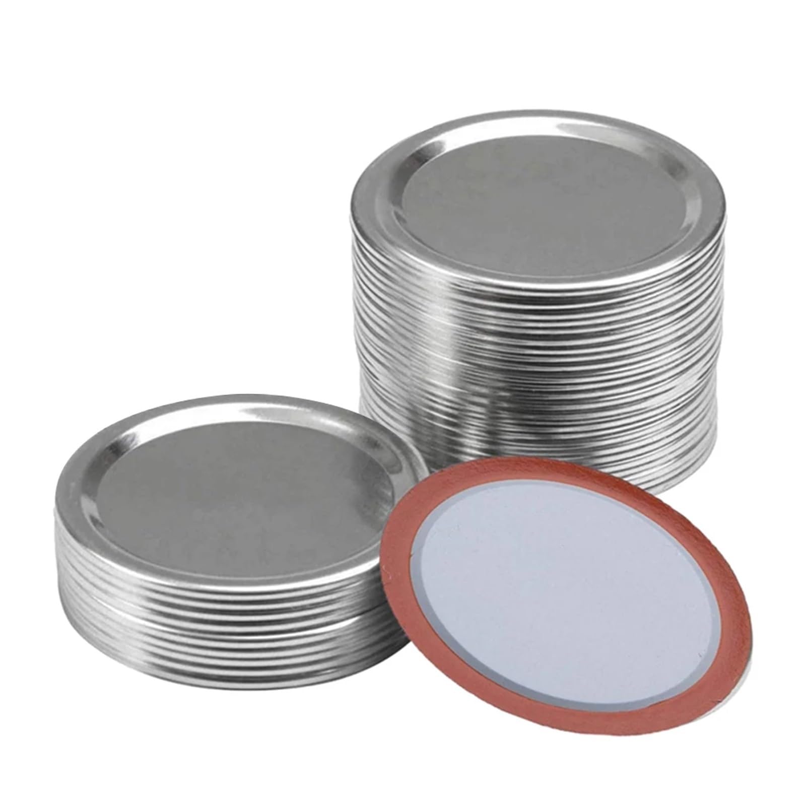 Lids For Mason Jars 100Pcs Mason Jar Lids Regular Mouth Canning Lids Silver Reusable Metal Canning Jar Lids Leak-proof Split-Type Canning Caps