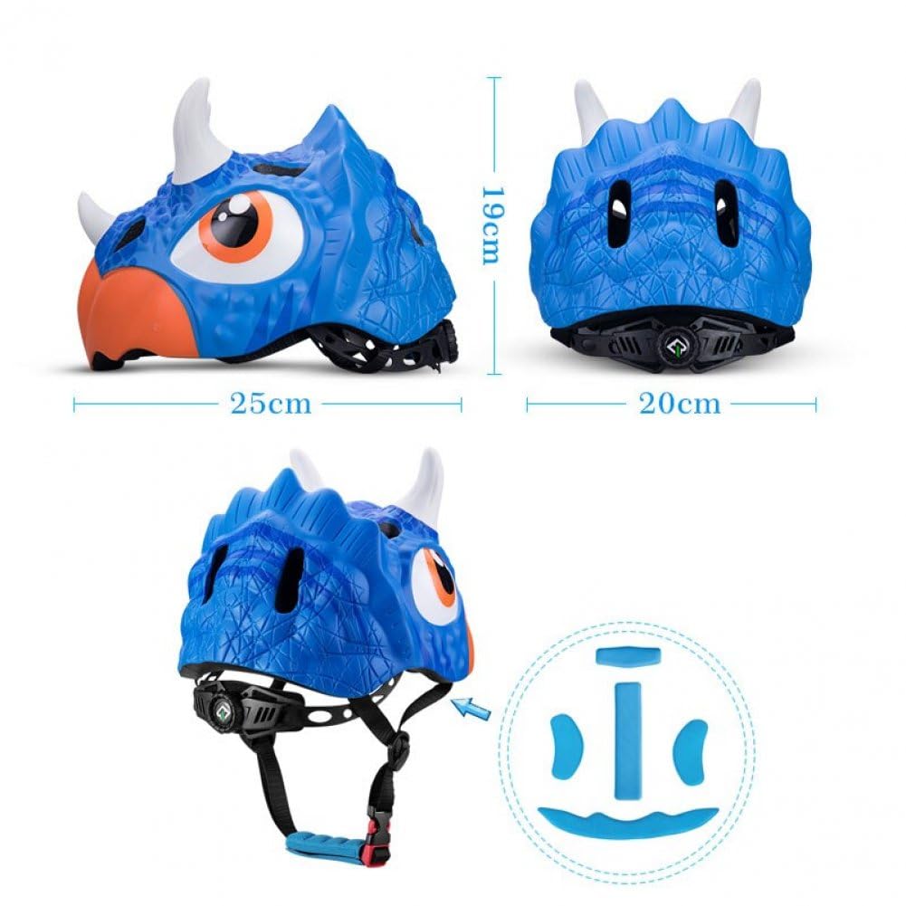 Casco Ajustable para Niños, Cascos De Bicicleta para Niños Pequeños con Dibujos De Dinosaurios, Diseño De Dibujos Animados En 3D, para Ciclismo, Patinaje sobre Ruedas