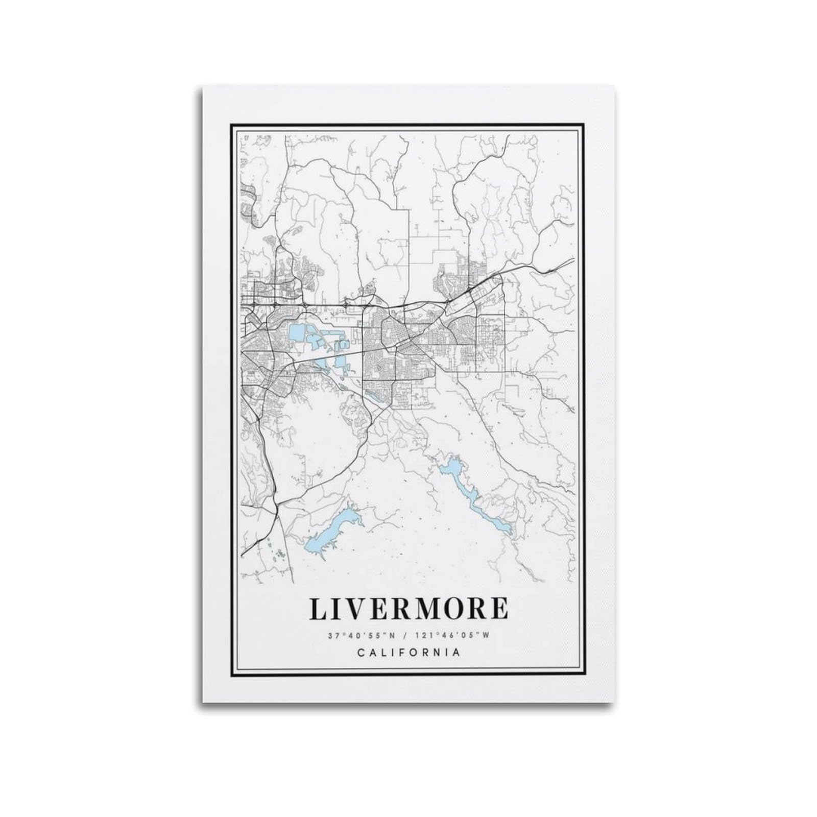 xiaoxiaoshen Livermore California Map Canvas Poster Wall Art Prints Room Aesthetic Murals Bedroom And Living Decorations 24x36inch(60x90cm)