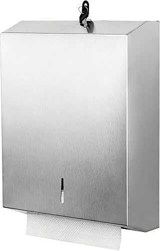 Miniatura 7 de Dispensador de toallas de papel para montaje en pared comercial, dispensador de toallas de mano con pliegue en C y multipliegue, soporte de acero