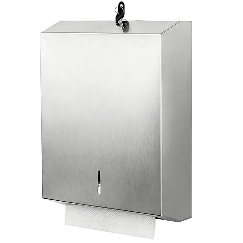 Paper Towel Dispenser Wall Mount Commercial, Brushed Stainless Steel &