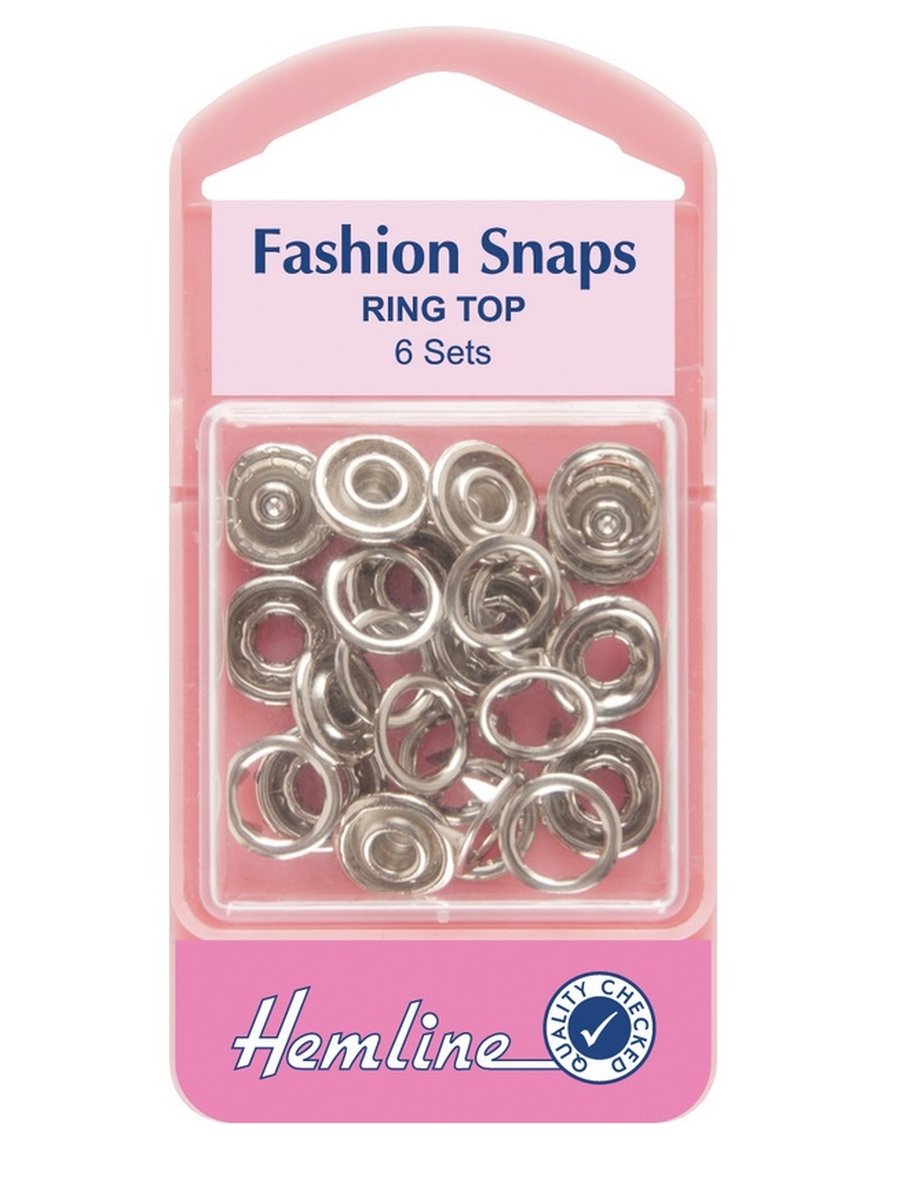 Hemline Silver H445/Sil | Ring Top Fashion Snaps | 11Mm | 6 Sets