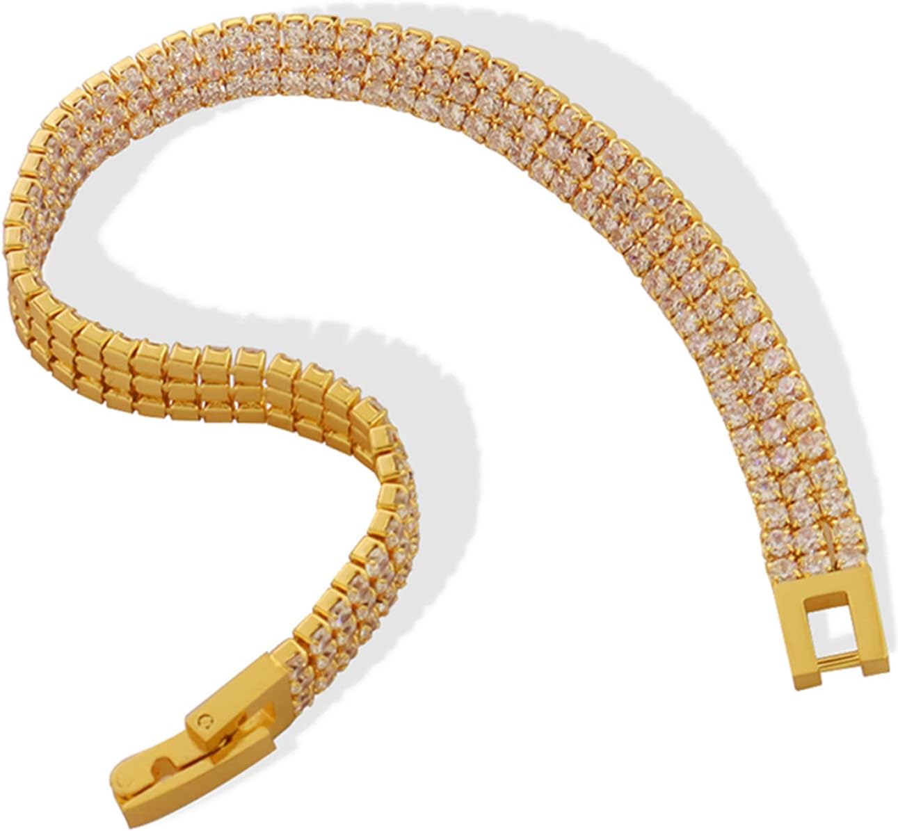 ENSGUY 18K Real Gold Plated Cubic Zirconia Classic Tennis Bracelet for Women Girls,Gold Bracelets for Women,Fashion Jewelry