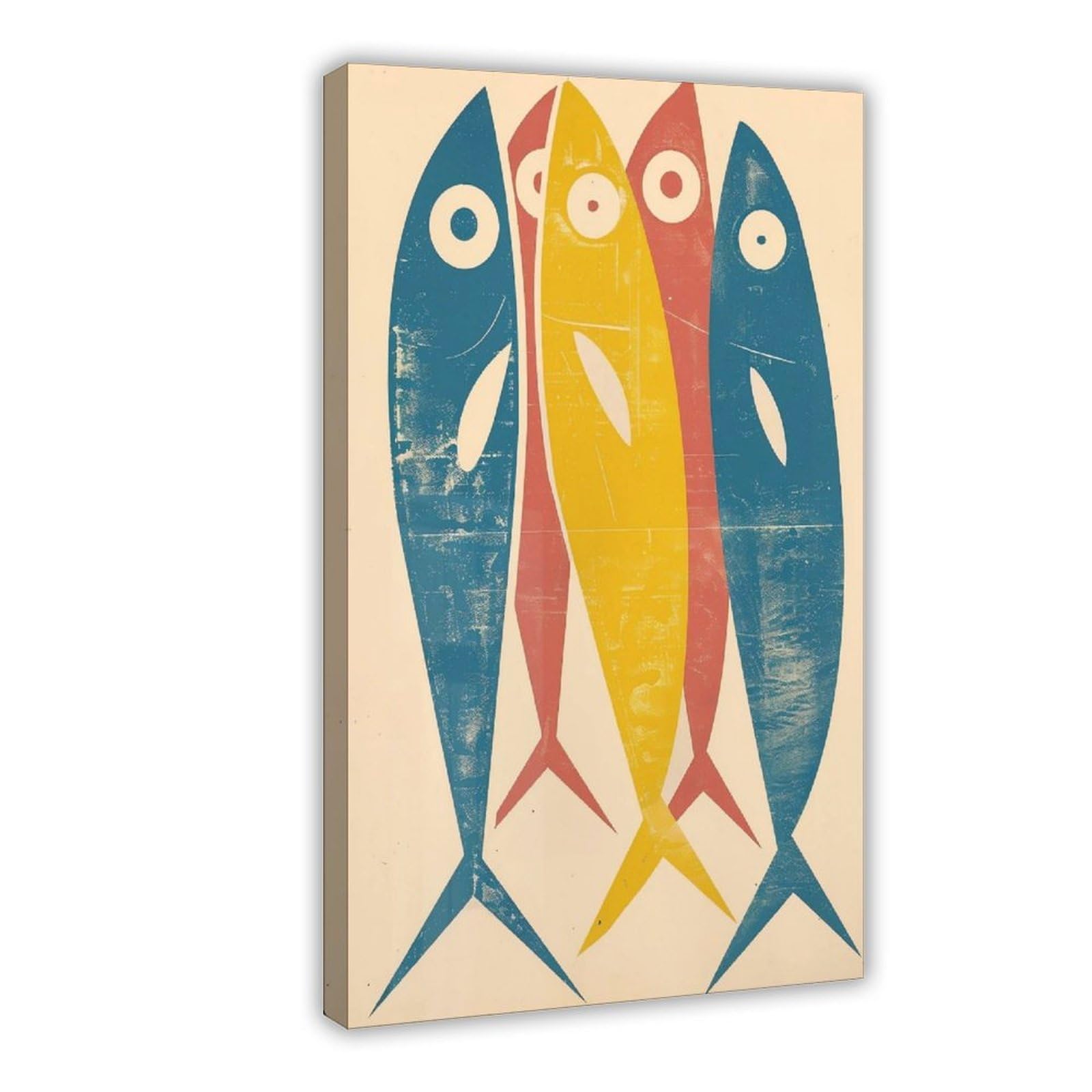 Wjwart Retro Fish Print Sardines Canvas Poster Wall Art Print Picture Paintings 08X12inch(20X30cm)
