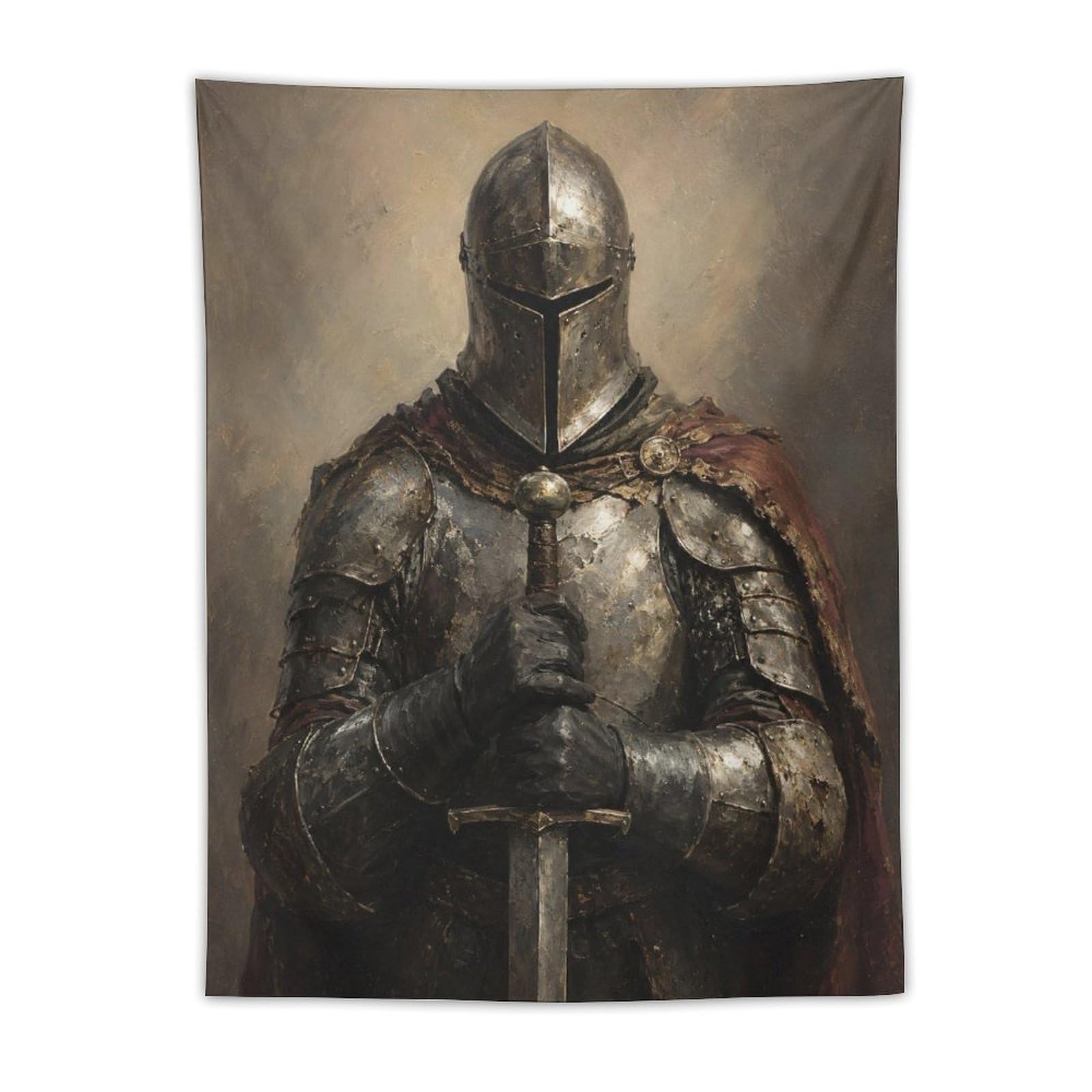 H3B8U2Y5 Medieval Knight Armor Portrait Wall Tapestry, Backdrop
