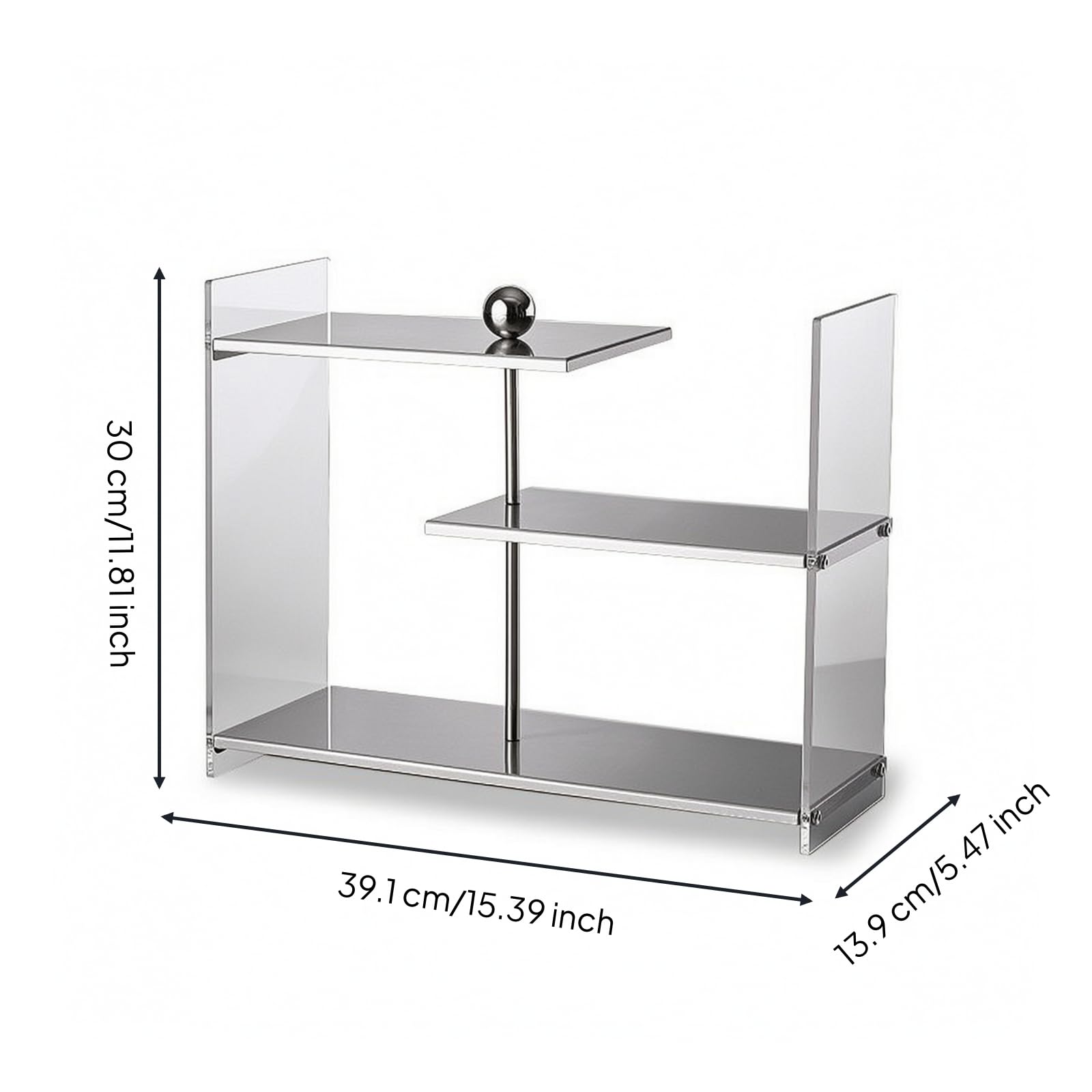 Étagère Comptoir avec Marches Étagé Présentoir Table avec Étagères Polyvalent Organisateur Maquillage Étagères pour Coiffeuse, Argent
