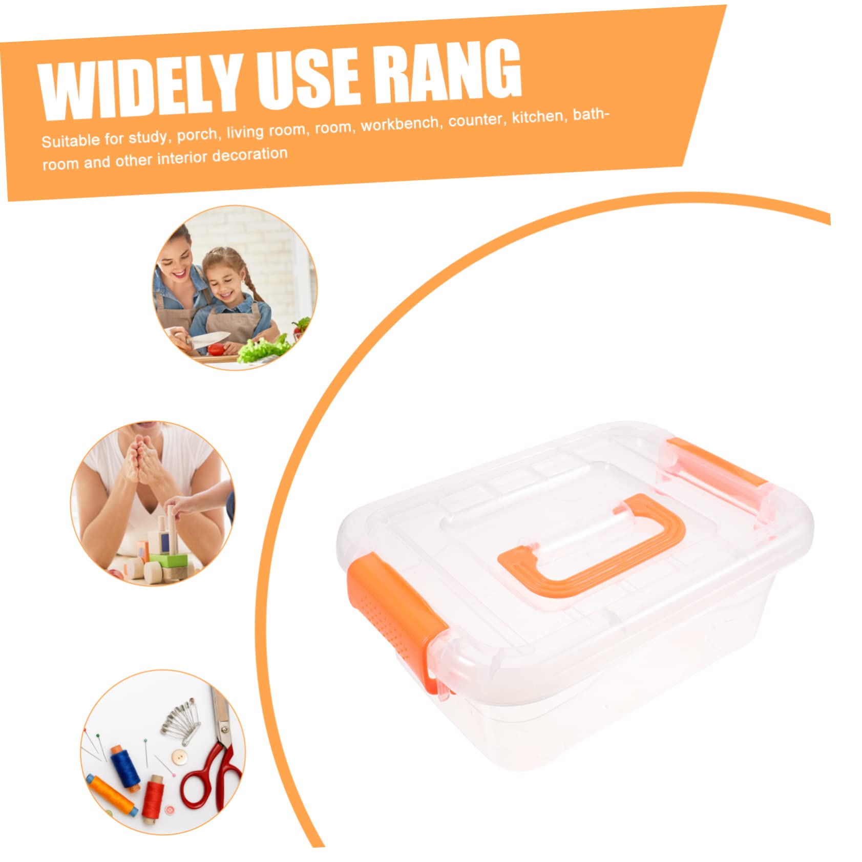 Operitacx 2sets Portable Scrapbook Storage Box with Handle Plastic Storage Containers for Office Home Small Bin 5pcs*2