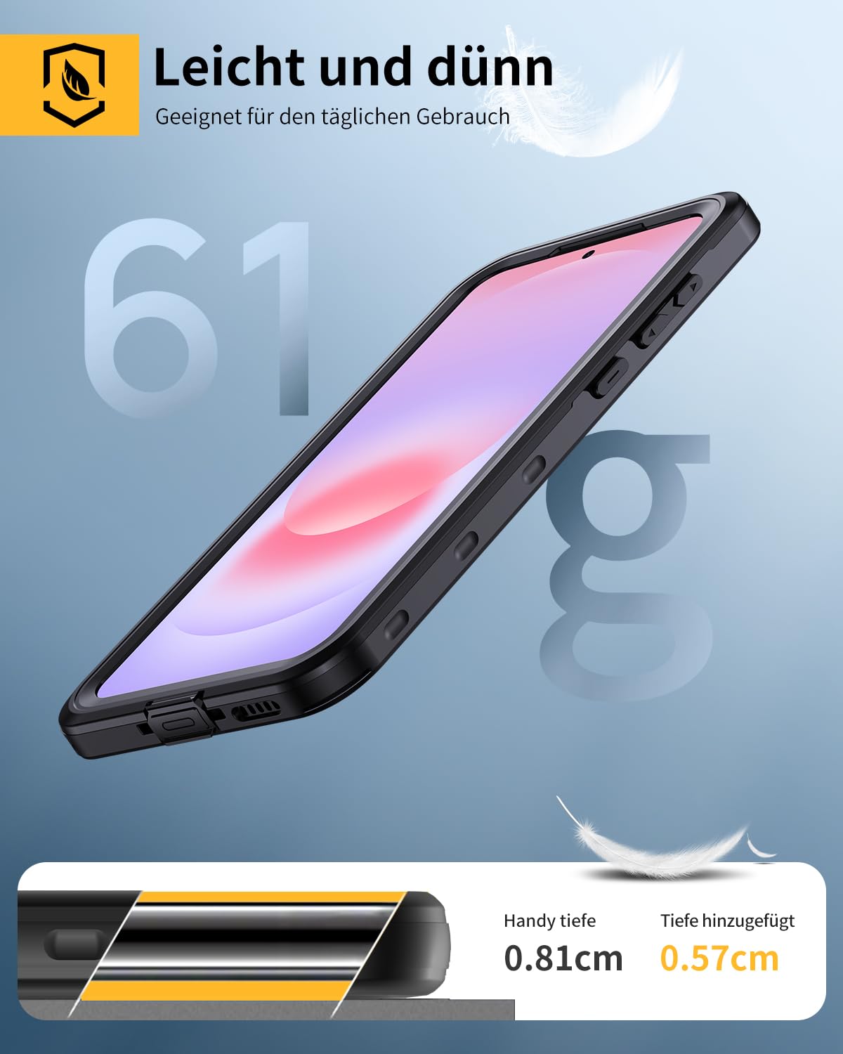 Lanhiem für Samsung Galaxy A37 5G Hülle, IP68 Wasserdicht Handyhülle Samsung A37 5G 360 Grad Stoßfest Staubdicht Outdoor Panzerhülle mit Eingebautem Displayschutz, Schwarz