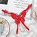 CAZEOUU Women's Sexy Hollow Underwear Lace Butterfly Embroidery Thong T Pants Transparent Open Cut sexy Pearl Underwear (red)