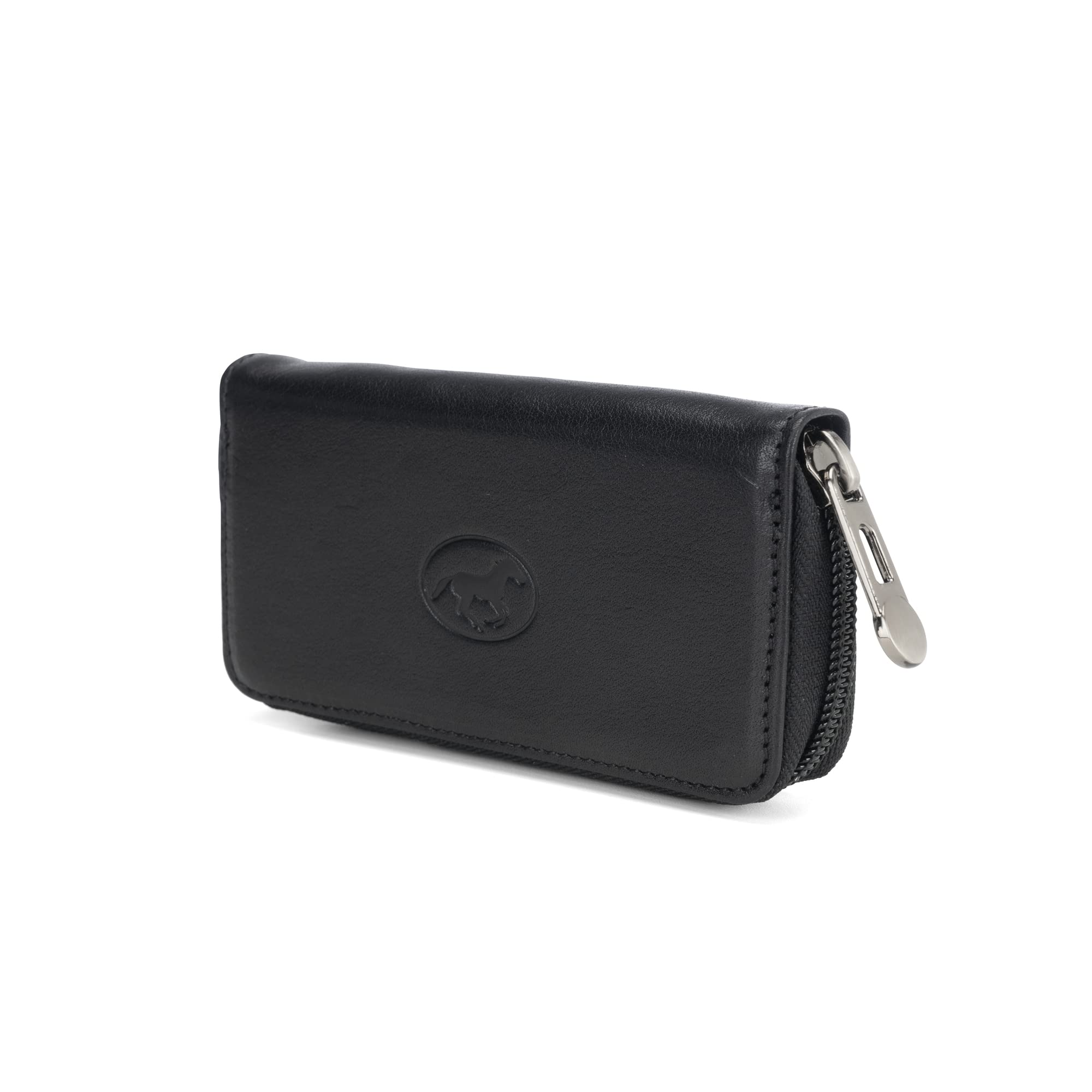 Portachiavi Pelle 6 Ganci Tascabile in Vera Pelle - Custodia Borsellino per Chiavi - Chiusura con Cerniera - Uomo e Donna Made in Italy