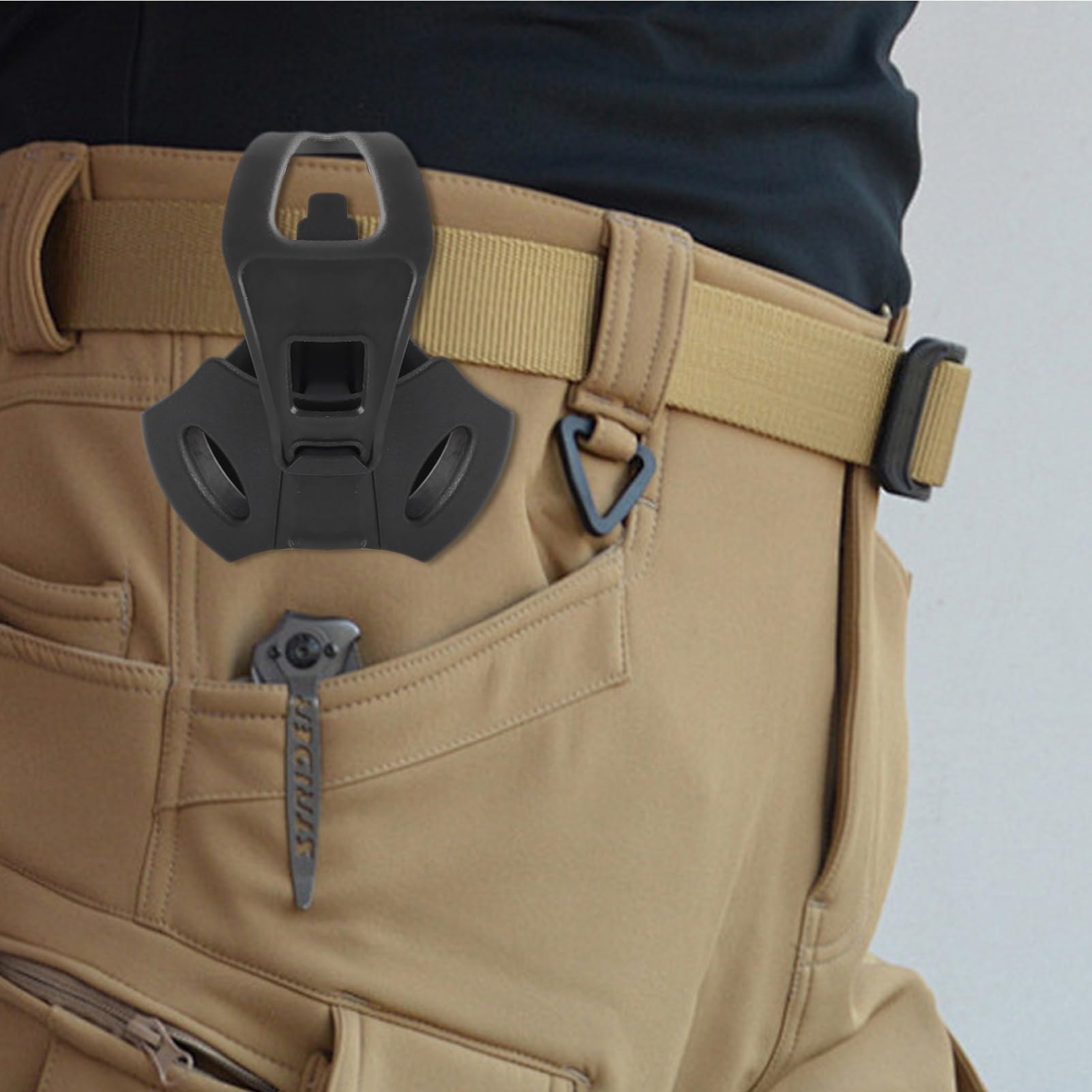 Generisch Custodia manette per cintura – Borsa per uncinetto, fondina per manette | Movie oggetti di scena a rilascio rapido supporto per polsini con clip posteriore