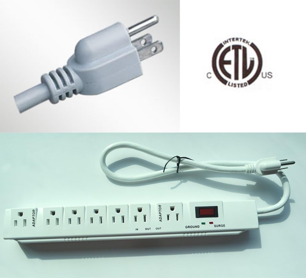 7-Outlets 24 Inch (60 CM) Long Surge-Protected Household Power Strip with TEL/FAX/Modem Protection Sockets (FLT7S6-L)