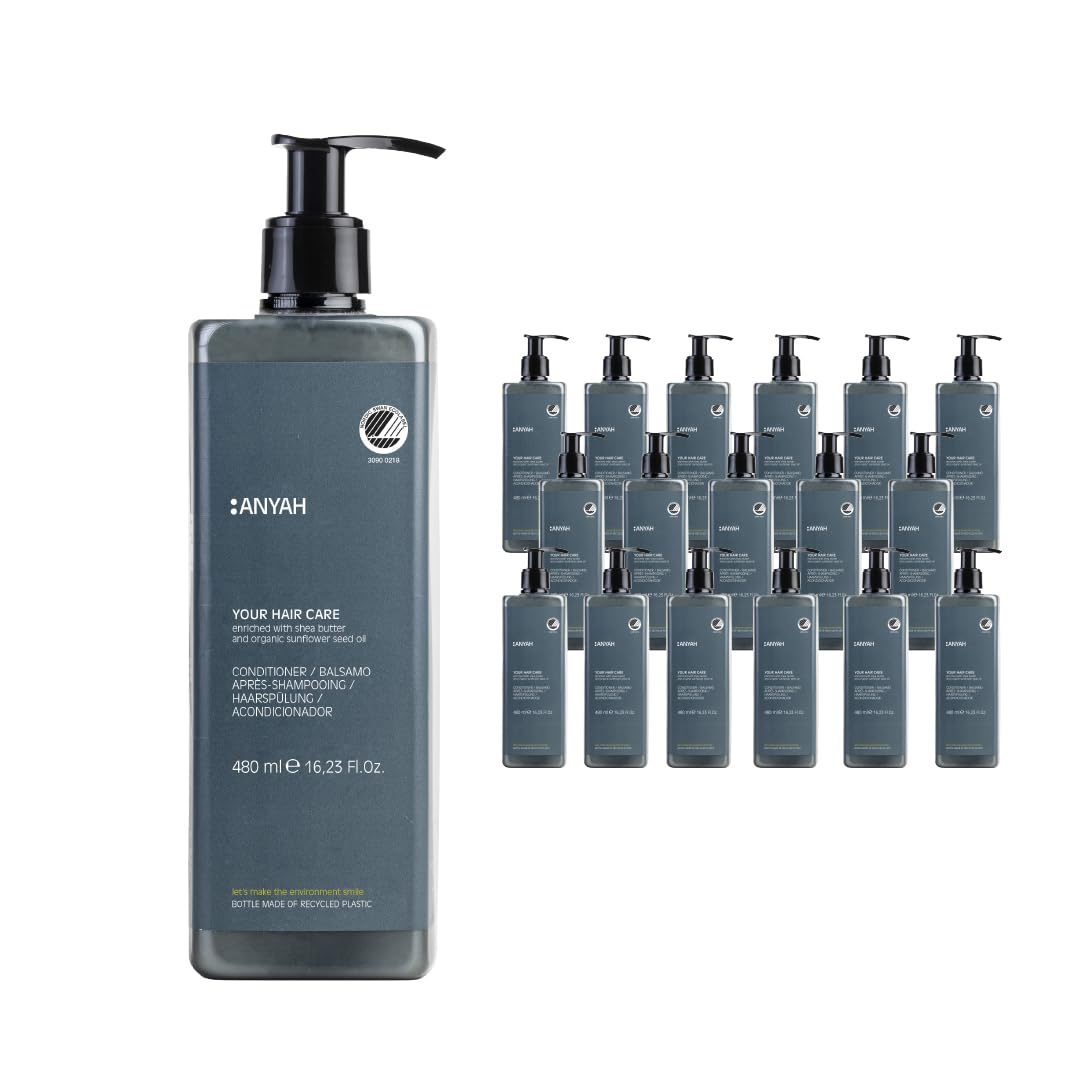 ANYAH Démêlant Cheveux – Après-Shampoing Bio pour Cheveux Secs et Abîmés, Ingrédients Naturels, Soin Capillaire Écoresponsable, 480 ml