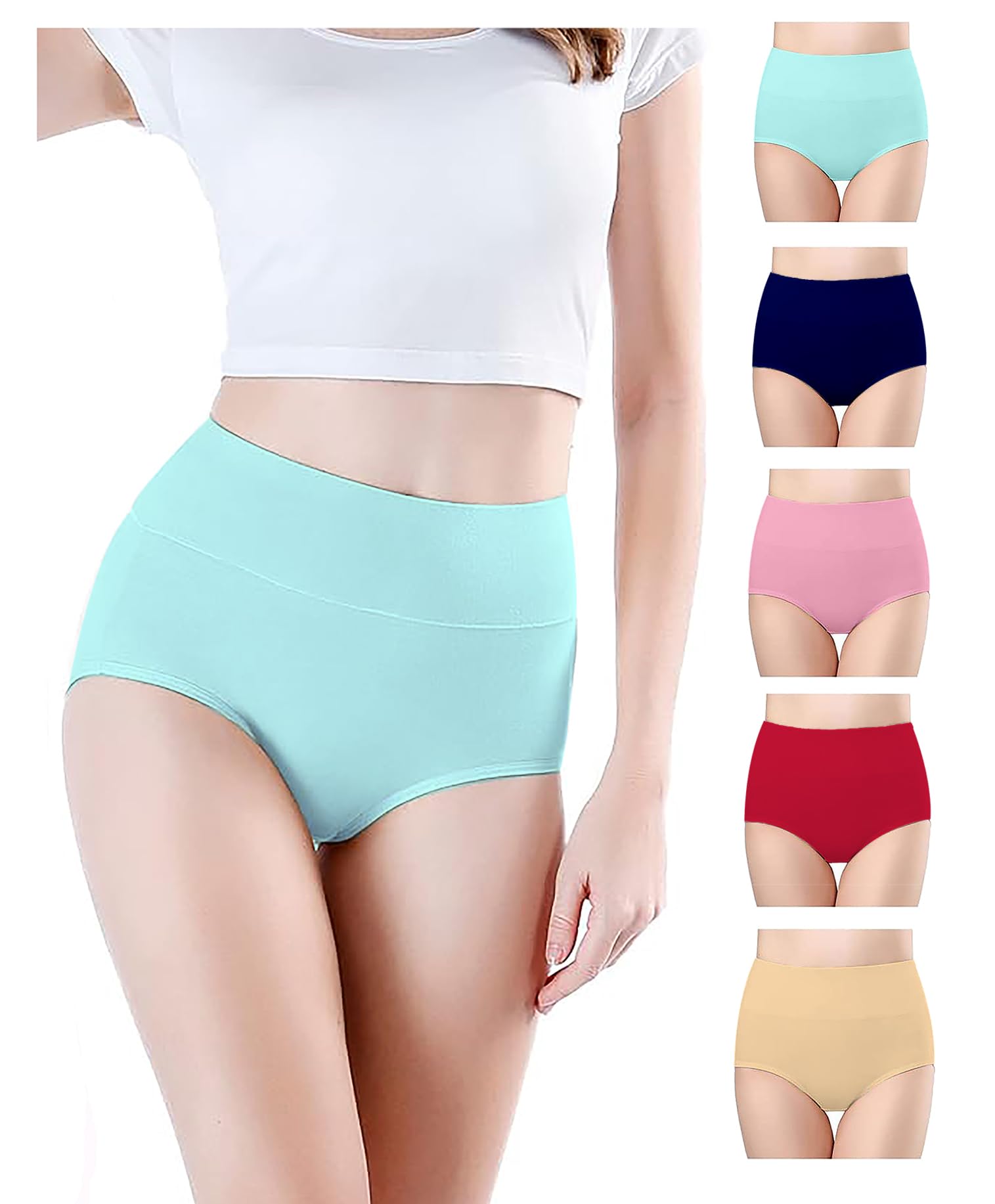 renowned Women's High Waisted Soft Cotton Underwear Ladies Soft Briefs Panties Cotton Hipster Panty - Rise Panties Hipster (Pack of 5 IMG017 to 032)-picture-51