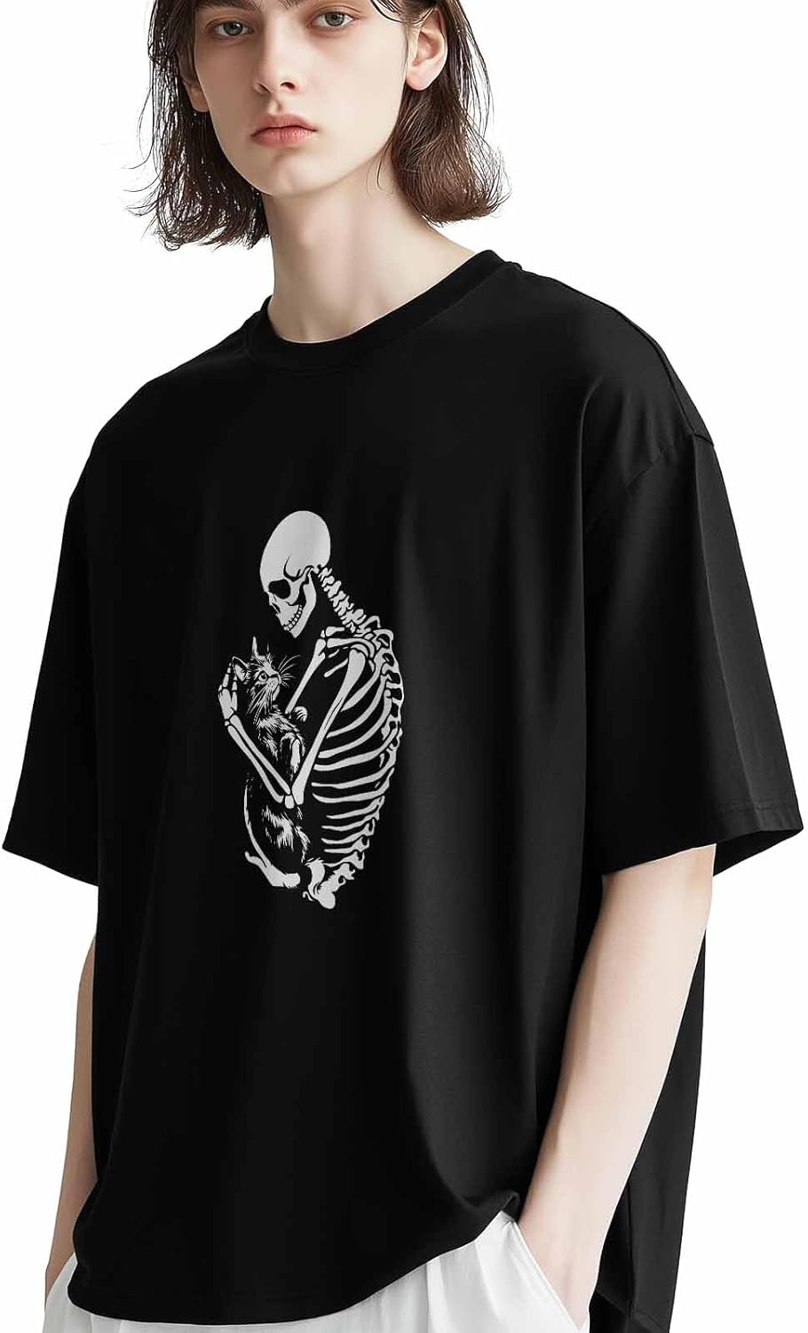 Mens Graphic T-Shirts, Cat Skull Short Sleeve Crew Neck Comfortable Soft Casual Classic Tee, XS - 5XL Hug Tshirts Top - Image 2