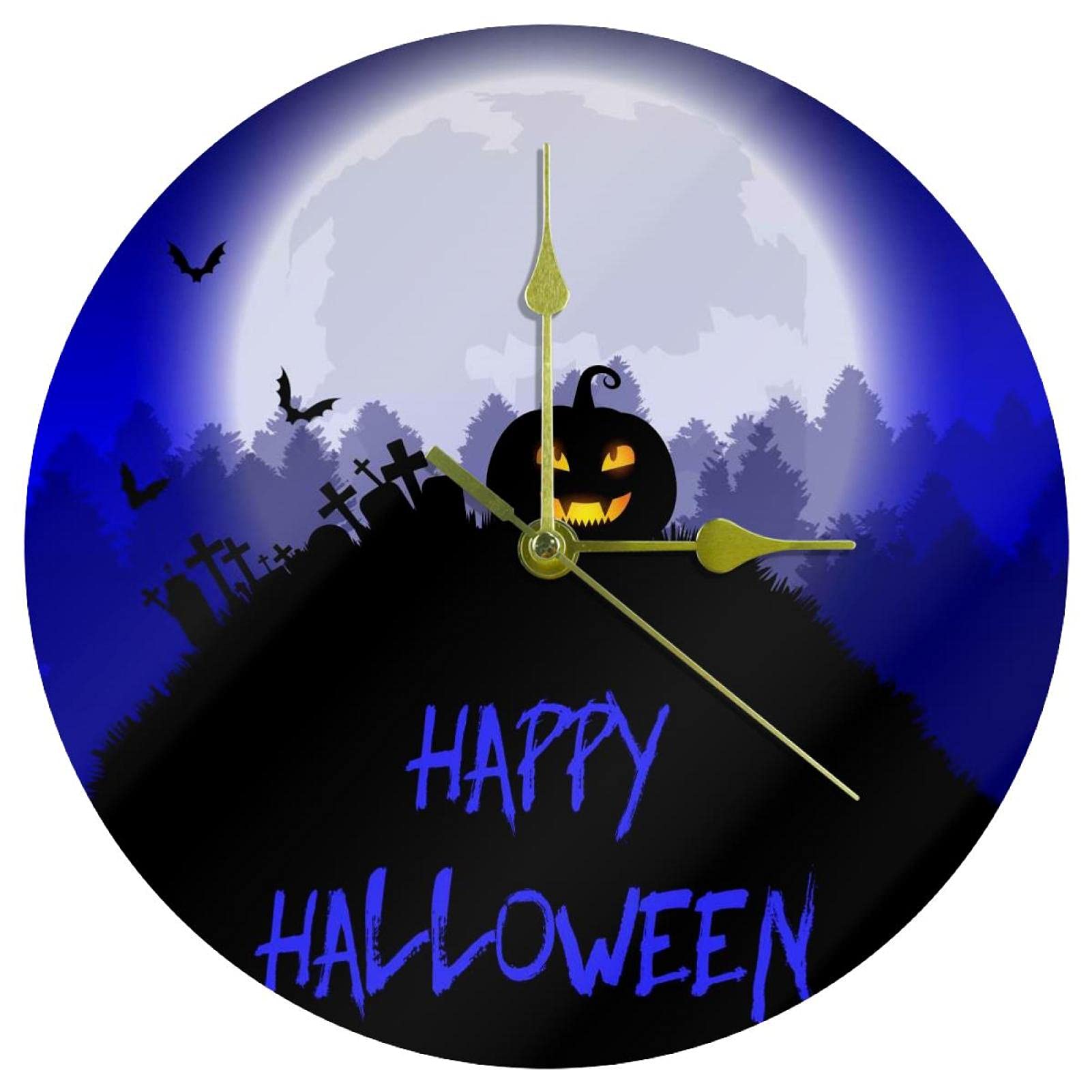 Horloge murale citrouille Halloween silencieuse en acrylique pour décorer sans nuisance