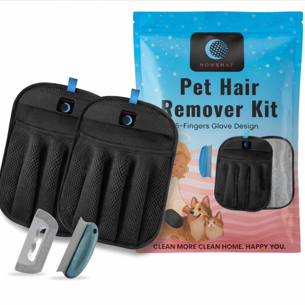 Elektrostatische Tierhaarentfernungshandschuhe, verbesserter Hundehaarentferner, müheloser magischer Busch, Tierhaarentfernungswerkzeug für Sofa, Teppiche und Autositze, 2 Stück