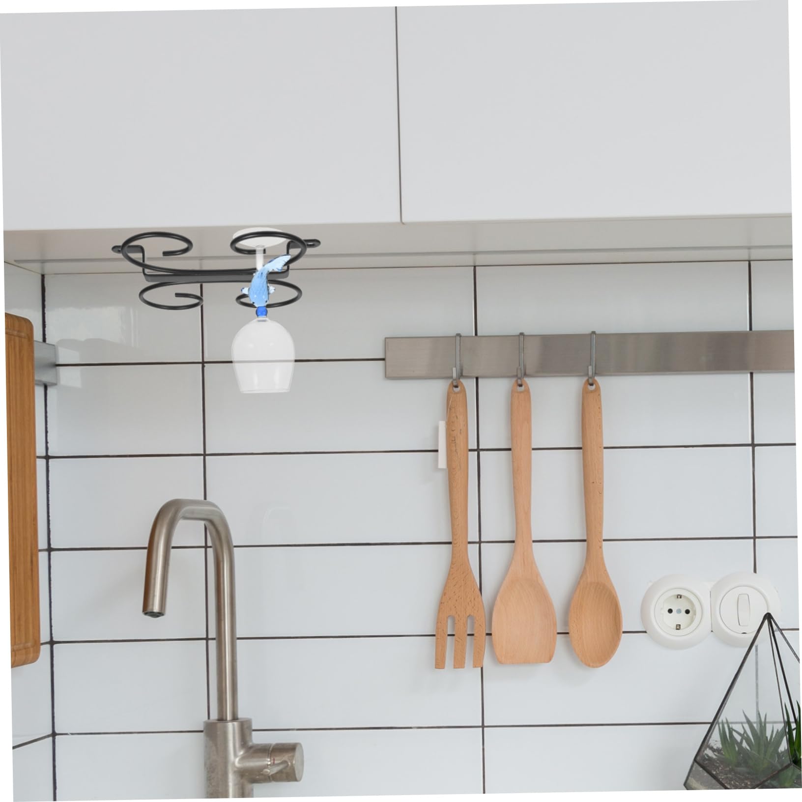 Levemolo Wine Glass Hanger Rack Upside Down Stemware Organizer for Cabinets Wine Glass Holder for Kitchen and Dining Holds Cups