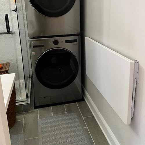 Miniatura 21 de Mesa plegable y versátil para montaje en pared, ahorra espacio, para cocinas, lavanderías, bares en casa y establecimientos gastronómicos, blanco