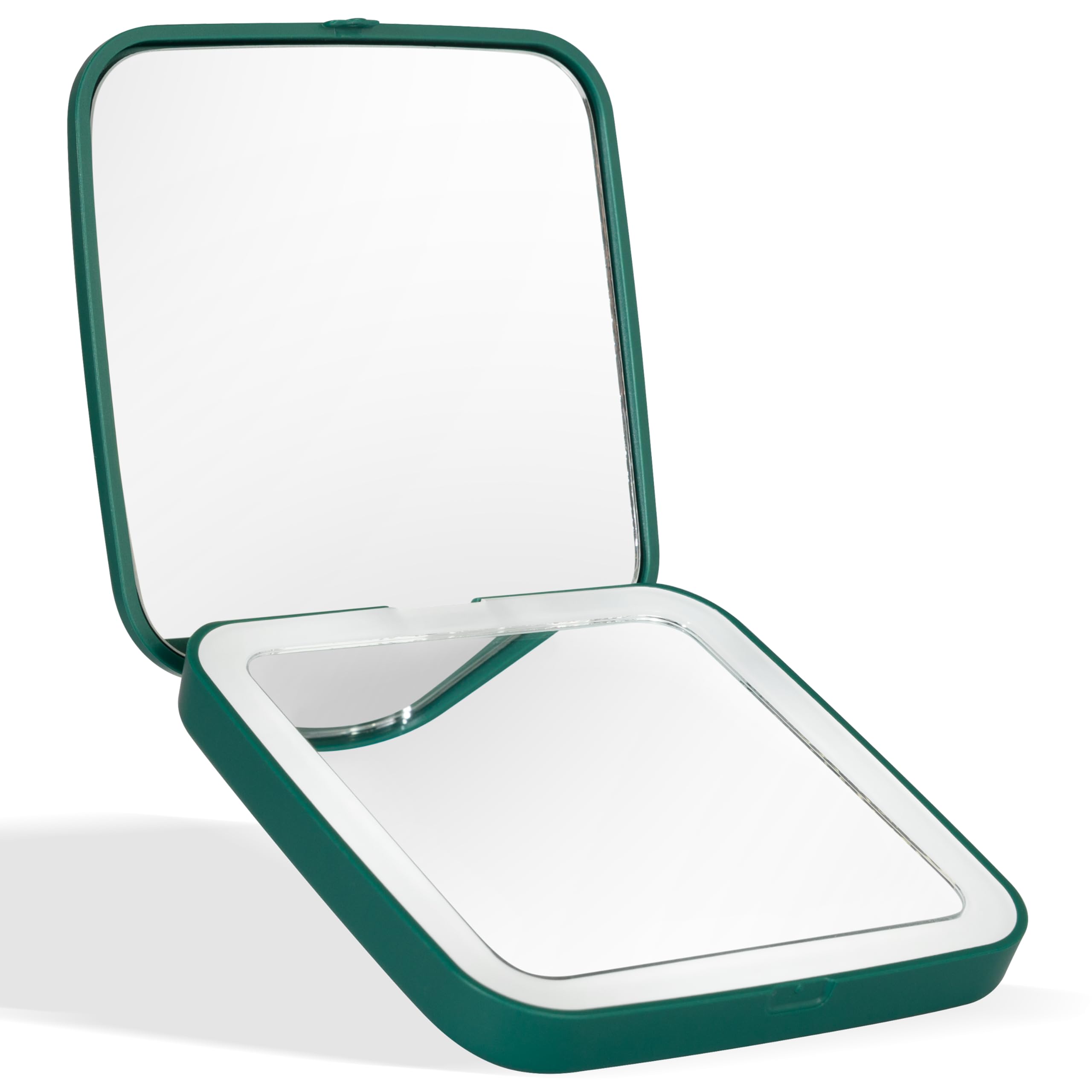 TAD Beauty Mini Dual Mirror - Lighted Makeup Mirror with LED Lighting - Travel Portable Rechargeable Design - Compact Foldable with Warm and Cool