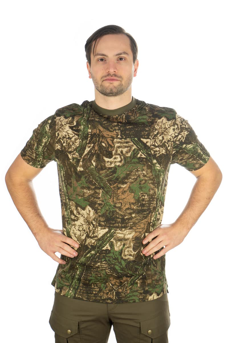 OS Trachten Camiseta en pack doble (2 unidades) de camuflaje / verde oliva sin diseño de camuflaje y color verde oliva