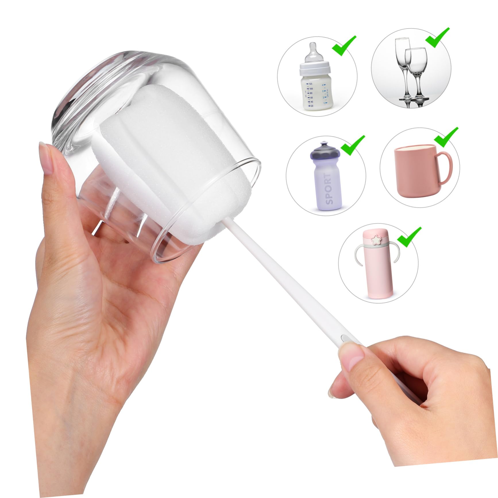 FOMIYES 4pcs Cup Brush Bottle Cleaning Bottle Washer Cleaning Brush Bottle Brush Green Cleaners Brush Cleaner White Cleaners Portable Bottle Brush Glasses Pp Rone