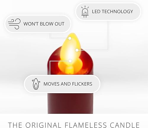 Miniatura 3 de Luminara Juego de 2 velas LED de llama móvil (1 x 9.75), vela sin llama, borde derretido, cera suave, sin perfume (rojo)