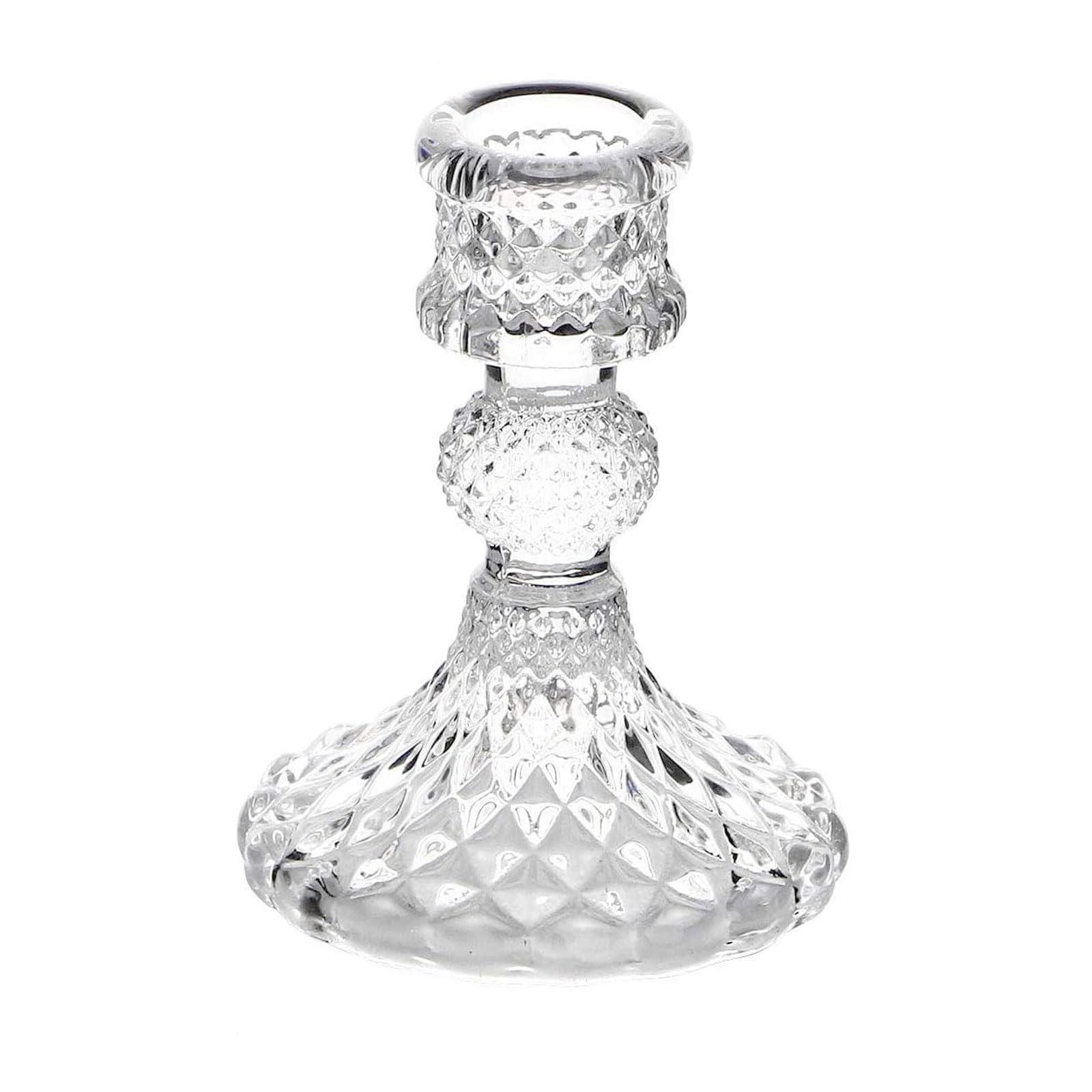 Candle sticks holder candle holders， Clear Glass Taper Candle Holder Decorative Stand for Table Wedding Dining Party Courtyard