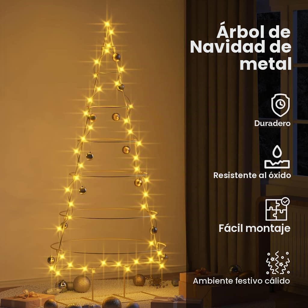 vidaXL Árbol de Navidad de Metal con Soporte Dorado 180 cm