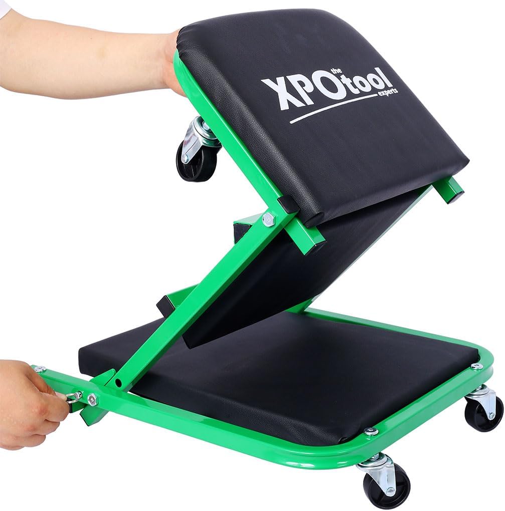 36" Mechanic Creeper and Rolling Stool, Convertible Z Creeper Seat with 6 Swivel Casters, 300 lbs Capacity Steel Frame Garage Chair for Auto Repair Shop Maintenance,Green