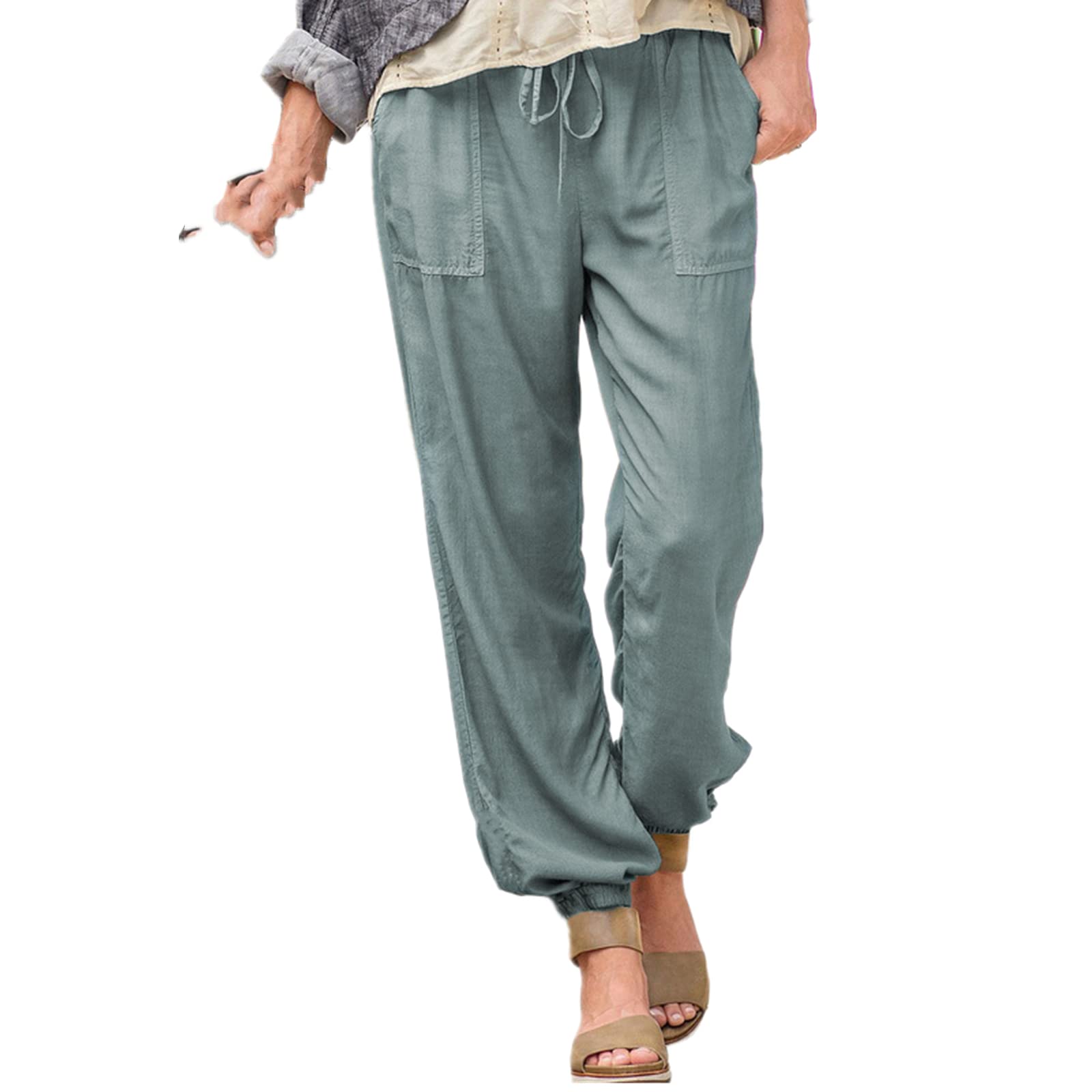 Solid Color Straight Wide Leg Pants Womens high Waist Loose and Thin Casual Fashion Trousers