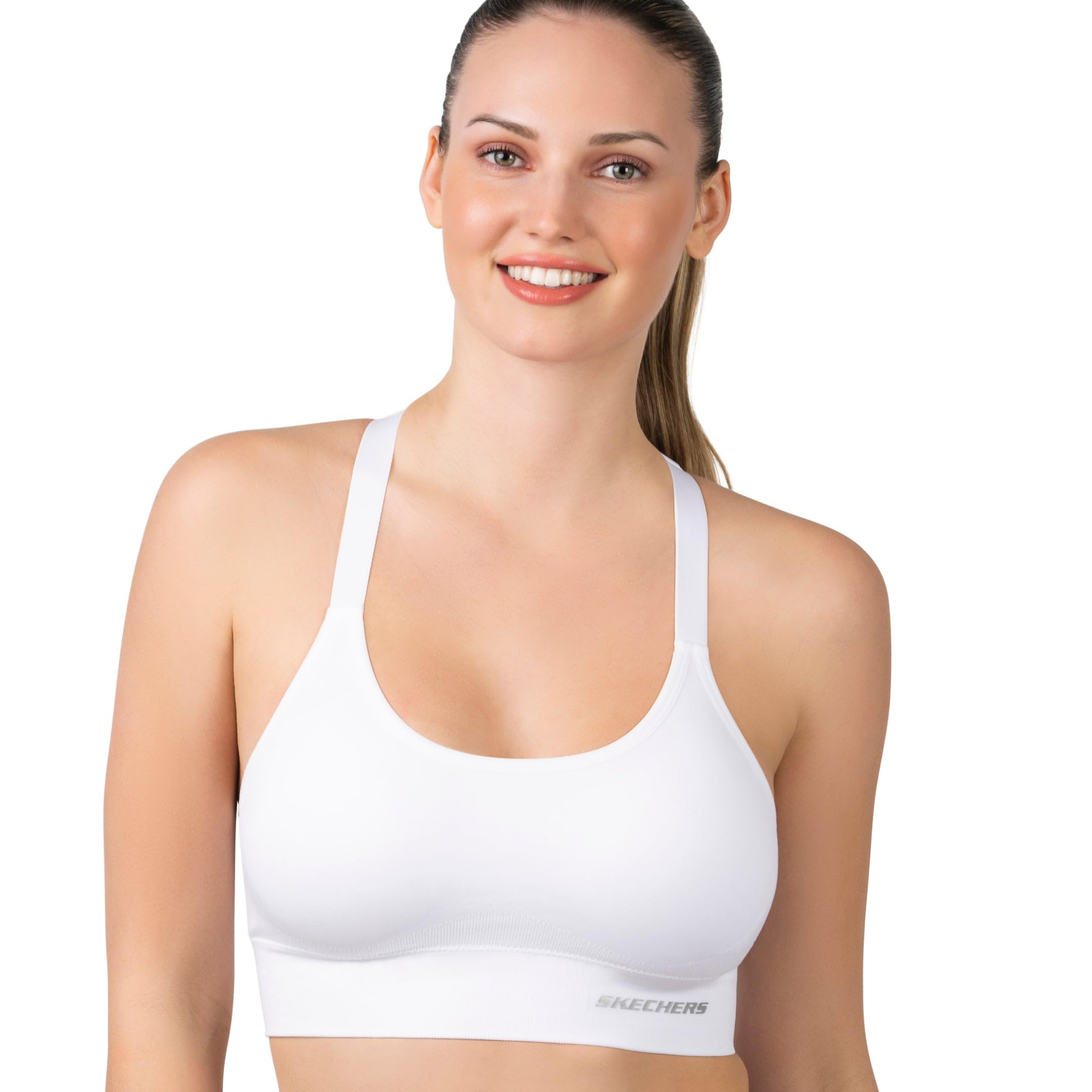 Skechers Sostén Deportivo para Mujer, Paquete de 3 Unidades, sostén Deportivo, Espalda Cruzada, Abertura de Cerradura, Paquete múltiple de Yoga atlético