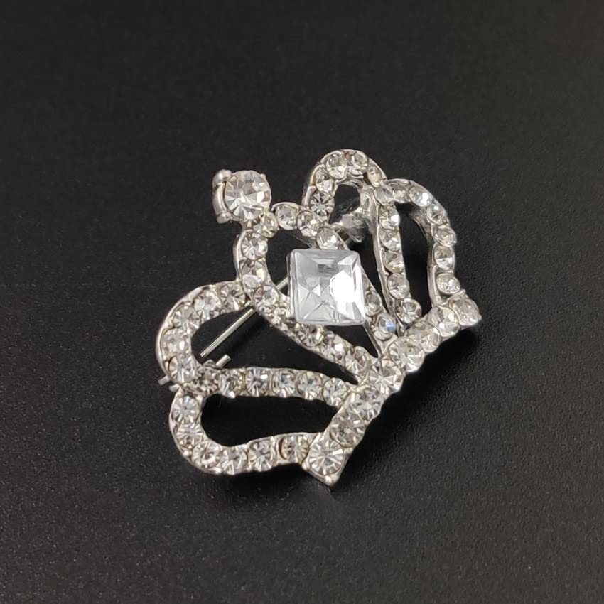 Image of Crystal Rhinestone Princess Queen Brooch Pin Tiara Crown Brooches for Women Tiara for Wedding Party /Banquet /Birthday