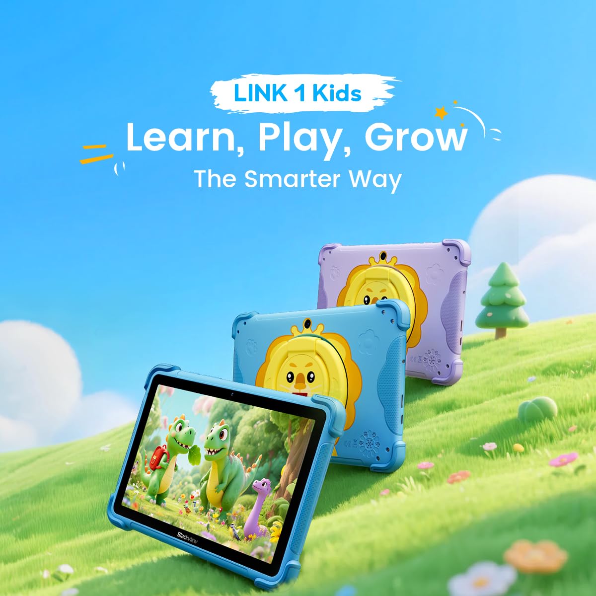 Blackview Link 1 Kids, Tablet per Bambini Android 16 AI, 12GB+64GB(2TB Esterno), 3 Assistenti AI Intelligenti, 8,68'' HD+, 5MP+8MP, Google Kids Space+Controllo Genitori, Doppi Altoparlanti BOX, Viola